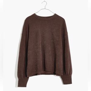 Madewell Brown Brushed Knit Puff-Sleeve Top Size M